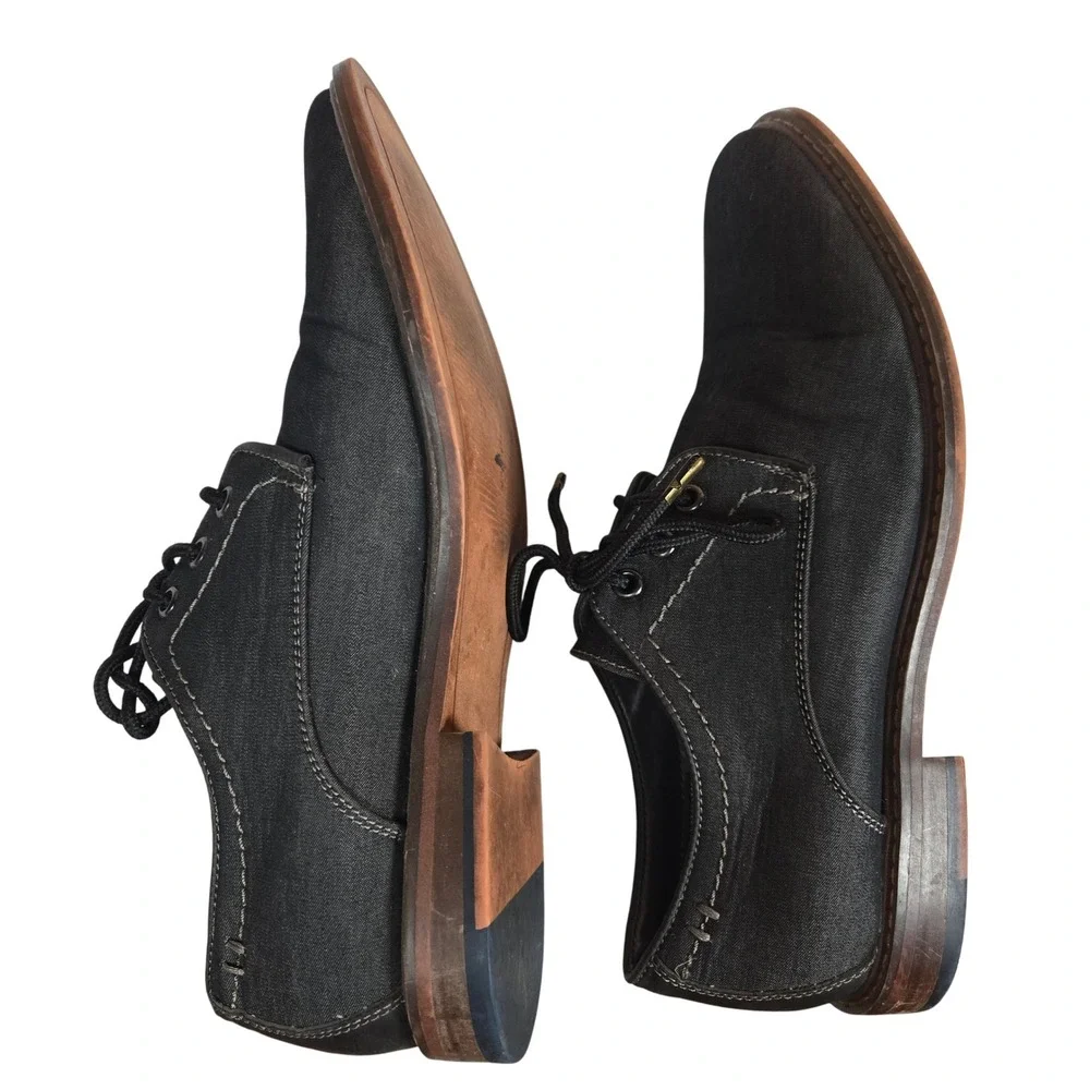 Ashford Hayes Men's Black Denim Dress Shoes Lace Up Derby Style Size 10.5‎